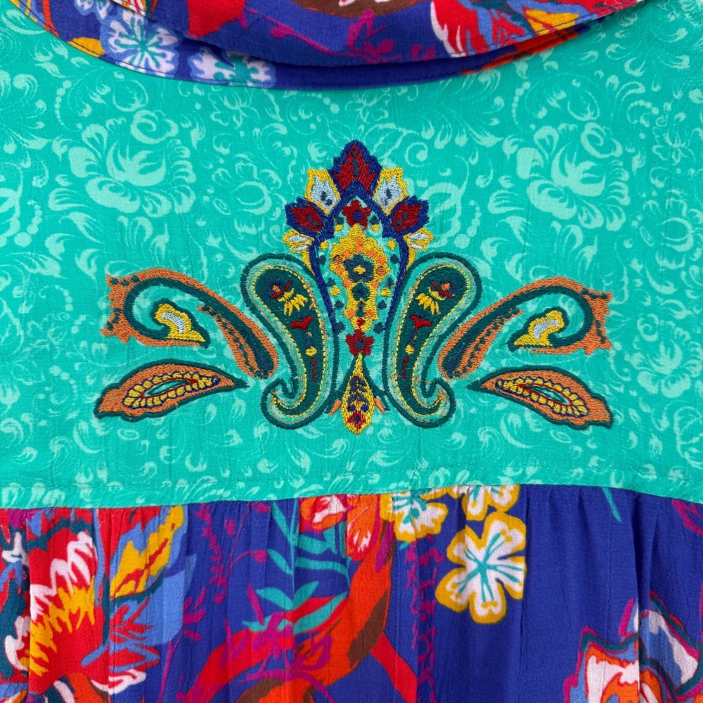 Soft Surroundings Hermosa Tunic Top Large Boho‎ Floral Patchwork Embroidered - Picture 3 of 7